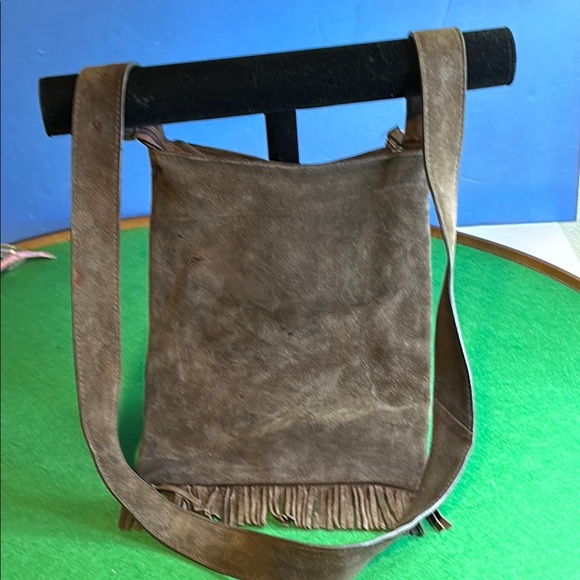 PRANA hippy leather 70’s crossbody bag with fringe made in India - Picture 1 of 16